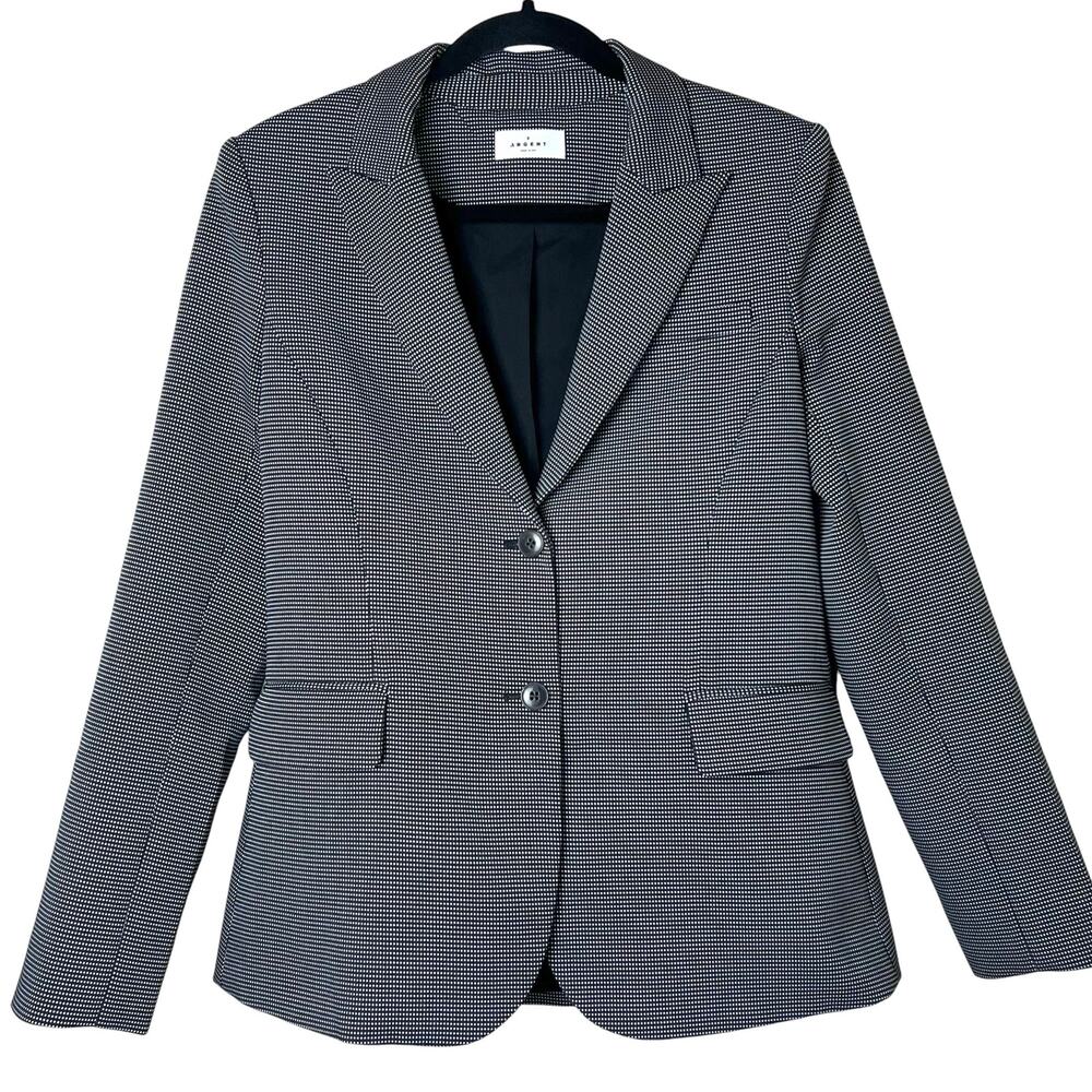 Argent 2-Button Peak Lapel Dot Matrix Blazer Black White Tailored Professional 6